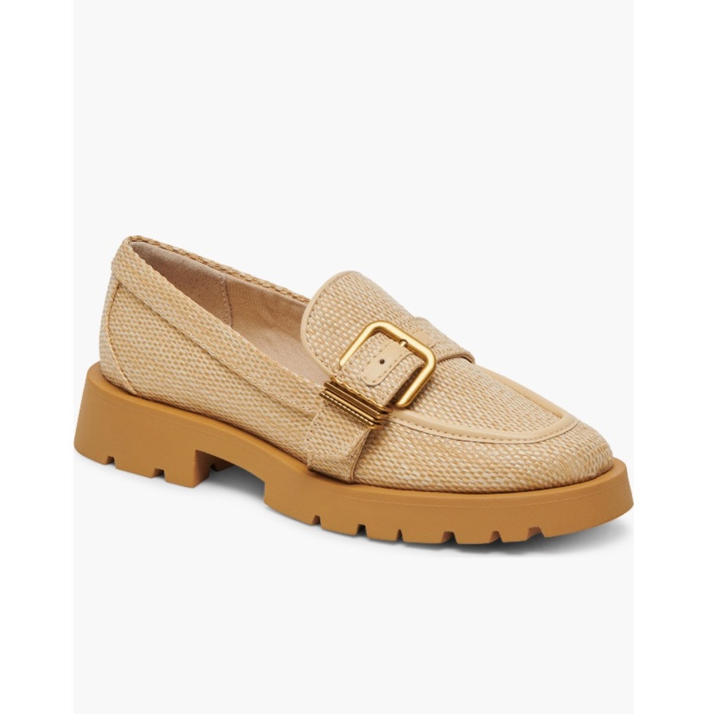 Dolce Vita Erica Raffia Buckle Loafers Honey Tan Raffia Women’s Size 10 Platform